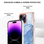 Мраморен защитен капак за iPhone 16 Pro Max - син