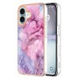 Мраморен защитен капак за iPhone 16 - розово лилав