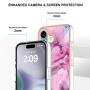 Мраморен защитен капак за iPhone 16 - розово лилав