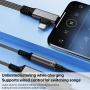 редуктор 2в1 за аудио и зареждане - 3,5 мм жак / USB-C към USB-C / Lightning - сив