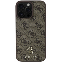 Guess 4G Small Metal Logo Cover с MagSafe за iPhone 16 Pro - кафяв