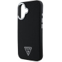 Guess Калъф Grained Triangle Logo Cover с MagSafe за iPhone 16 - Черен