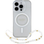Guess IML Glitter Beads Strap Case with Loop и MagSafe за iPhone 16 Pro Max - сребрист