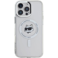 Karl Lagerfeld IML Choupette Head Metal Frame Cover с MagSafe за iPhone 16 Pro - Clear
