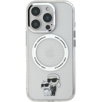 Karl Lagerfeld Капак IML Karl and Choupette с MagSafe за iPhone 16 Pro - прозрачен