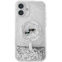 Karl Lagerfeld Liquid Glitter Karl and Choupette Heads Cover с MagSafe за iPhone 16 - Сребрист