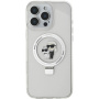 Karl Lagerfeld Ringstand Karl and Choupette Flip Cover и MagSafe за iPhone 16 Pro - Clear