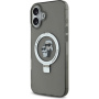 Karl Lagerfeld Ringstand Karl and Choupette flip cover и MagSafe за iPhone 16 Plus - сив