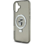 Karl Lagerfeld Ringstand Karl and Choupette flip cover и MagSafe за iPhone 16 Plus - сив