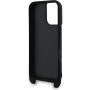 Karl Lagerfeld Метален калъф Saffiano Crossbody Karl and Choupette с регулируема каишка за iPhone 16 - Черен