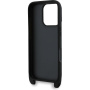 Karl Lagerfeld Метален калъф Saffiano Crossbody Karl and Choupette с регулируема каишка за iPhone 16 Pro - Черен