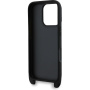 Karl Lagerfeld Метален калъф Saffiano Crossbody Karl and Choupette с регулируема каишка за iPhone 16 Pro Max - Черен