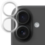 NORTHJO Закалено стъкло с метални рамки за защита на лещите на камерата за iPhone 16 / 16 Plus - сребристо