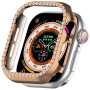 Металически калъф, инкрустиран с камъни за Apple Watch 42mm (Series 10 / 11) - розово злато