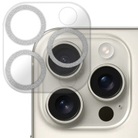 NORTHJO Защита на обектива на камерата от закалено стъкло с бляскава рамка за iPhone 16 Pro / 16 Pro Max - сребрист
