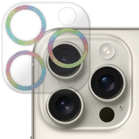 NORTHJO Защита на обектива на камерата от закалено стъкло Glitter Frame за iPhone 16 Pro / 16 Pro Max - Rainbow