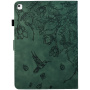 Калъф Калъф Card Slot Flower Pattern Case за iPad 10.2" (2019-2021) / Air 3 (2019) / Pro 10.5" - Тъмнозелен