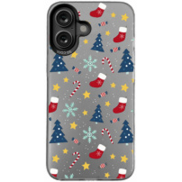 Защитен капак с коледен мотив за iPhone 16 - сив