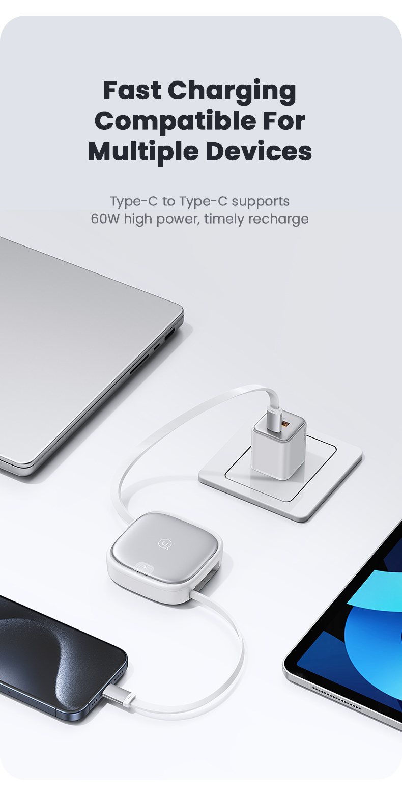 USAMS Комплект US-SJ650 с прибиращи се USB-C кабели, адаптери и игла - черен