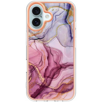 Мраморен защитен капак за iPhone 16 - розов