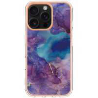 Мраморен защитен капак за iPhone 16 Pro Max - лилав