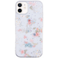 Блестящ прозрачен кейс за iPhone 11 - цветя
