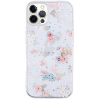 Блестящ прозрачен кейс за iPhone 12 Pro Max - цветя