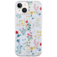 Блестящ прозрачен кейс за iPhone 13 mini - цъфтяща поляна