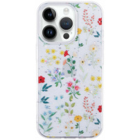 Блестящ прозрачен кейс за iPhone 13 Pro - цъфтяща поляна