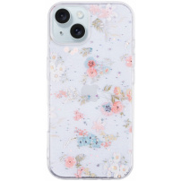 Блестящ прозрачен капак за iPhone 15 Plus - цветя