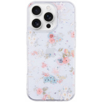 Блестящ прозрачен капак за iPhone 15 Pro Max - цветя