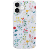 Блестящ прозрачен капак за iPhone 16 Plus - цъфнала поляна