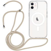 Прозрачен капак с шнур и MagSafe за iPhone 12 / 12 Pro - бежов
