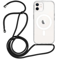 Прозрачен капак с ремък и MagSafe за iPhone 12 / 12 Pro - черен