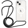Прозрачен капак с ремък и MagSafe за iPhone 14 - черен