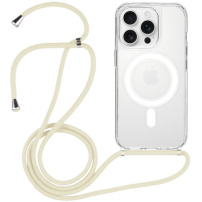 Прозрачен капак с шнур и MagSafe за iPhone 14 Pro - кремав