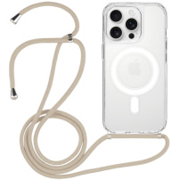 Прозрачен капак с кабел и MagSafe за iPhone 14 Pro Max - бежов