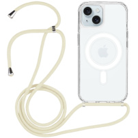 Прозрачен капак с шнур и MagSafe за iPhone 15 - кремав
