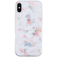 Блестящ прозрачен калъф за iPhone XS Max - цветя