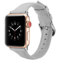 Стилна каишка от кожа за Apple Watch 42mm / 41mm / 40mm / 38mm - сив
