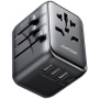 JOYROOM JR-TCW01 универсален адаптер за пътуване с USB-C / 3x USB-A портове и прибиращи се щепсели - 17W - черен