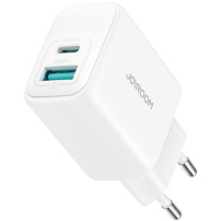JOYROOM JR-TCF21 бързо зареждащ адаптер с USB-C / USB-A портове - 20W - бял