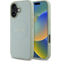 Guess Grained Classic Капак с лого MagSafe за iPhone 16 - зелен