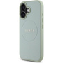 Guess Grained Classic Капак с лого MagSafe за iPhone 16 - зелен