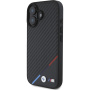 BMW Капак M Carbon Tricolor Stripe с MagSafe за iPhone 16 - черен