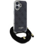 Guess 4G IML Printed Crossbody Case with Lanyard за iPhone 16 - Сив