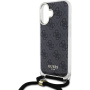 Guess 4G IML Printed Crossbody Case with Lanyard за iPhone 16 - Сив