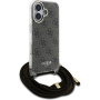 Guess 4G IML Printed Crossbody Case with Lanyard за iPhone 16 - Кафяв