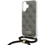 Guess 4G IML Printed Crossbody Case with Lanyard за iPhone 16 - Кафяв