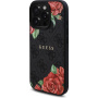 Guess Калъф 4G Roses с мотив роза и MagSafe за iPhone 16 Pro Max - сив